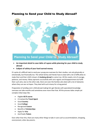 Planning to Send your Child to Study Abroad?
