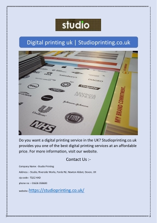 Digital printing uk | Studioprinting.co.uk