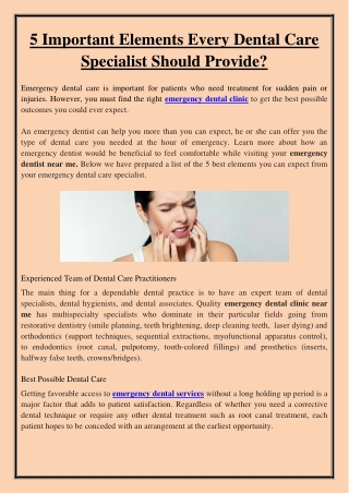 5 Important Elements Every Dental Care Specialist Should Provide