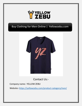 Buy Clothing for Men Online |  Yellowzebu.com