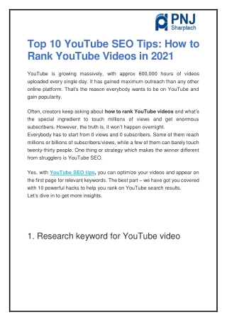 Top 10 YouTube SEO Tips: How to Rank YouTube Videos in 2021