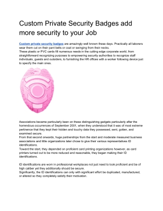 Custom Private Security Badges add more security to your Job