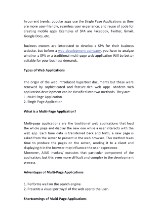 What are the Benefits and Drawbacks of Single Page Web Application?