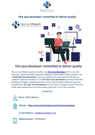 Hire java developer committed to deliver quality