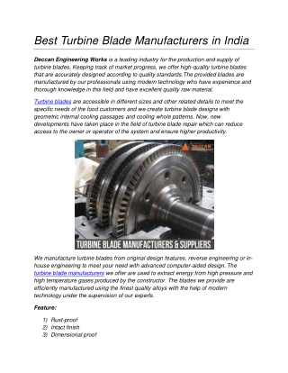 Best Turbine Blade Manufacturers in India