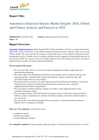 Automotive Emission Sensors Market Insights 2020