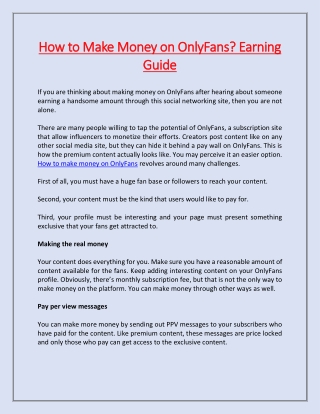 How to Make Money on OnlyFans? Earning Guide