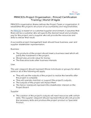 PRINCE2's Project Organisation | World Of Agile