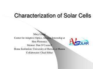 Characterization of Solar Cells