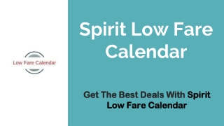 Spirit Low Fare Calendar