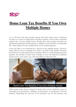Home Loan Tax Benefits If You Own Multiple Homes