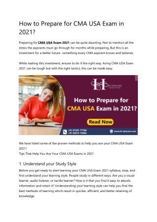 How to Prepare for CMA USA Exam in 2021?