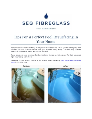 How To Find a Perfect Pool Resurfacing in Australia