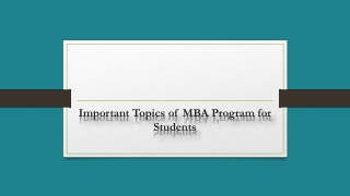 Important Topics of MBA Program for Students