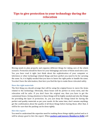 Tips to give protection to your technology during the relocation