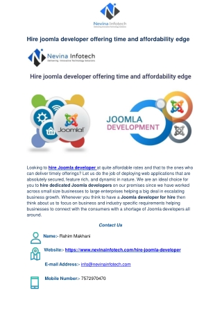 Hire joomla developer offering time and affordability edge