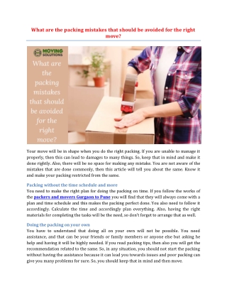 What are the packing mistakes that should be avoided for the right move?