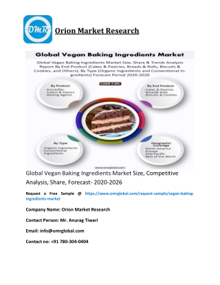Global Vegan Baking Ingredients Market Size, Competitive Analysis, Share, Forecast- 2020-2026