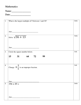 Home-work Mathsheet 1 - 38