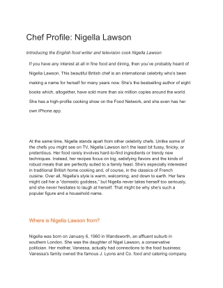 Chef Profile: Nigella Lawson