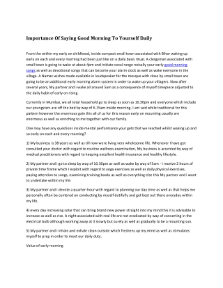 Importance Of Saying Good Morning To Yourself Daily