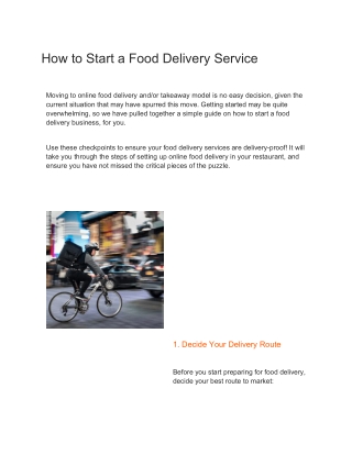 How to Start a Food Delivery Service