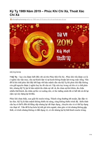 Kỷ Tỵ 1989 Năm 2019 – Phúc Khí Chi Xà, Thoát Xác Chi Xà