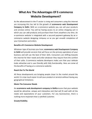 Ecommerce Web Development Company in Delhi