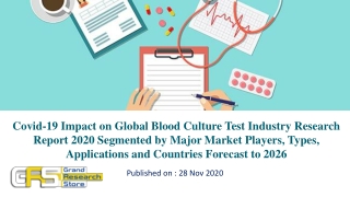 Covid-19 Impact on Global Blood Culture Test Industry Research Report 2020 Segmented by Major Market Players, Types, App
