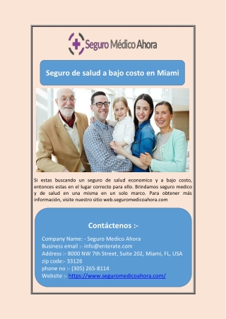 Seguro de salud a bajo costo en Miami