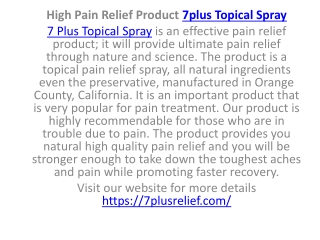 7Plus–High Pain Relief Product