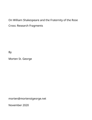 The Research Fragments on Shakespeare and the Rose Cross