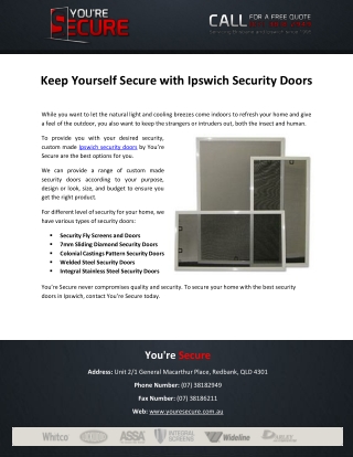 Keep Yourself Secure with Ipswich Security Doors