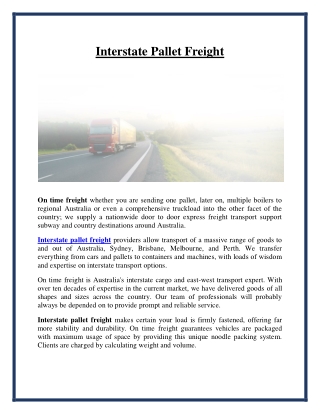 Interstate Pallet Freight