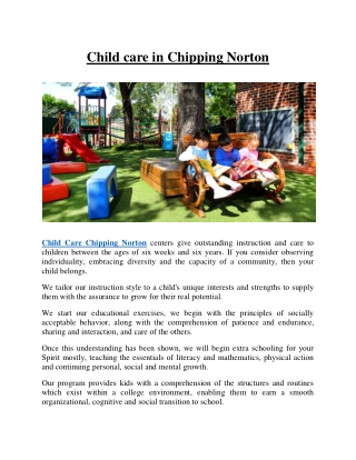 Child Care Chipping Norton