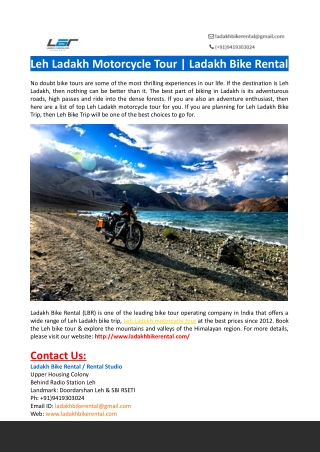 Leh Ladakh Motorcycle Tour-Ladakh Bike Rental