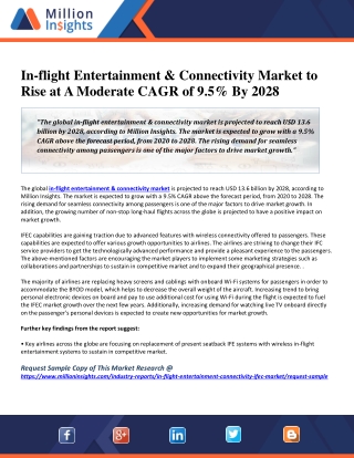 In-flight Entertainment & Connectivity Market to Rise at A Moderate CAGR of 9.5% By 2028