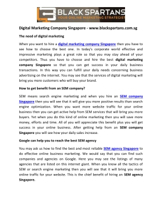 Digital Marketing Company Singapore