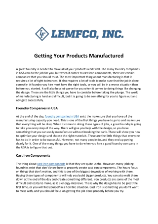 Getting Your Products Manufactured
