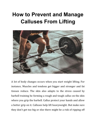 How to Prevent and Manage Calluses From Lifting