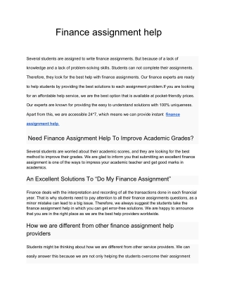 finance assignment