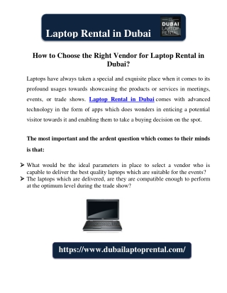 How to Choose the Right Vendor for Laptop Rental in Dubai?