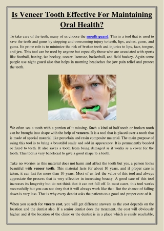 Is Veneer Tooth Effective For Maintaining Oral Health?