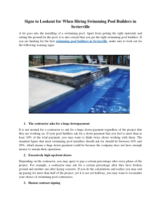 Signs to Lookout for When Hiring Swimming Pool Builders in Sevierville