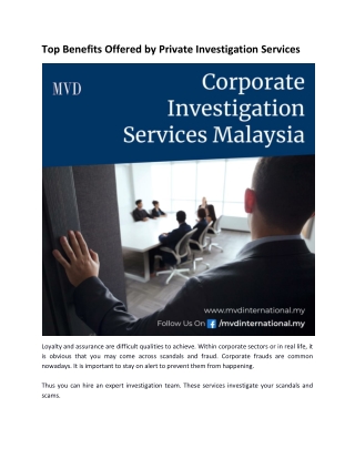 Top Benefits Offered by Private Investigation Services
