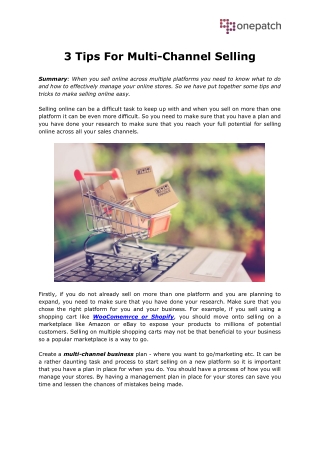 3 Tips For Multi-Channel Selling