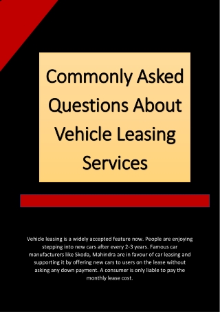 Commonly Asked Questions About Vehicle Leasing Services