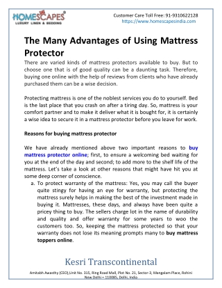 The Many Advantages Of Using Mattress Protector