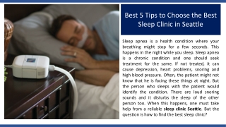 Best 5 Tips to Choose the Best Sleep Clinic in Seattle