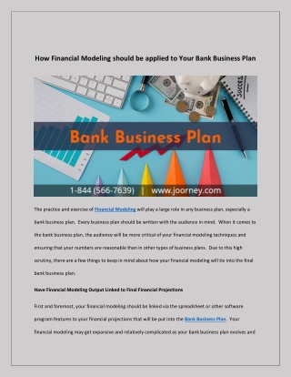 How Financial Modeling should be applied to Your Bank Business Plan